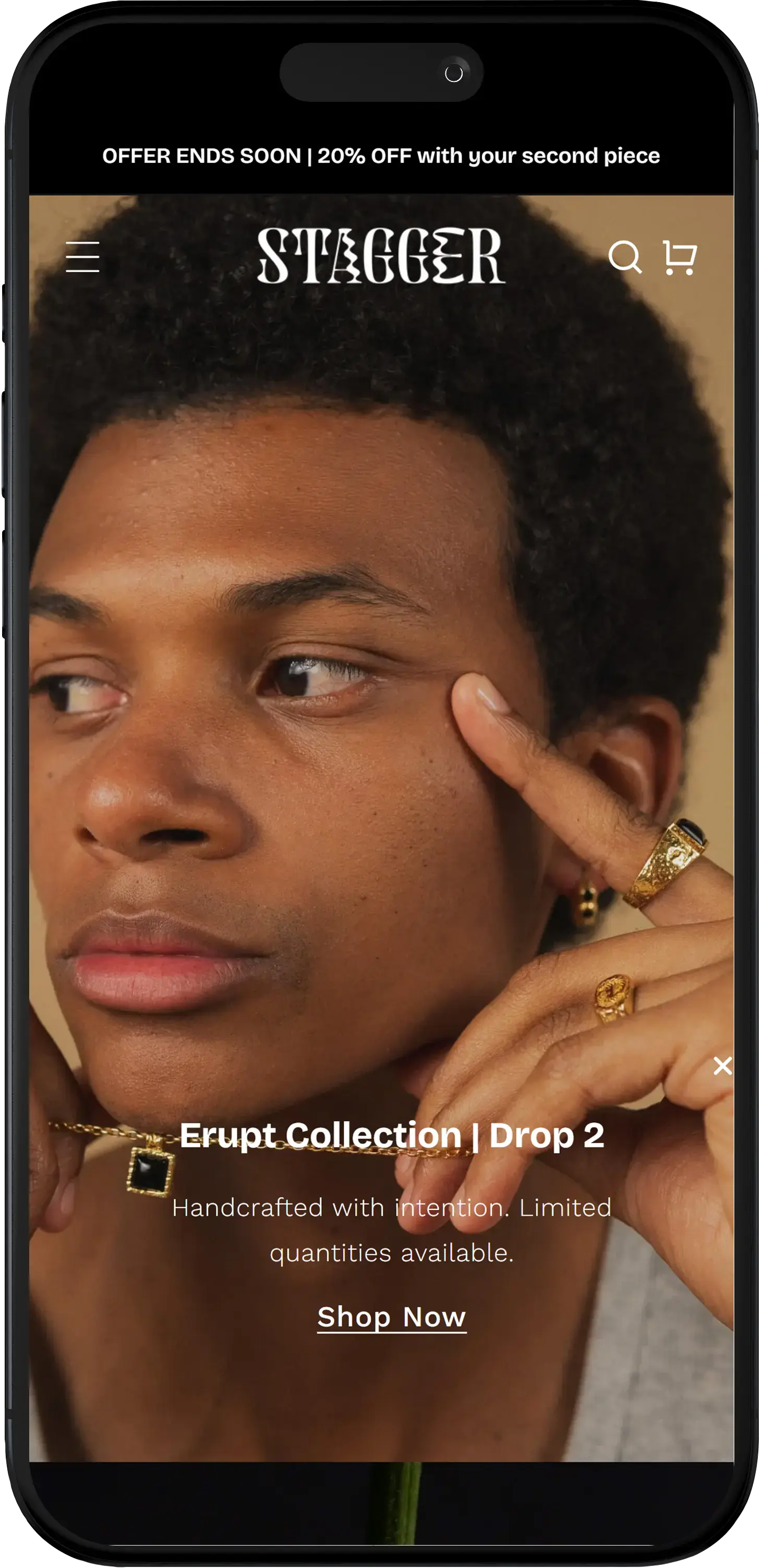 Stagger Homepage Mobile View