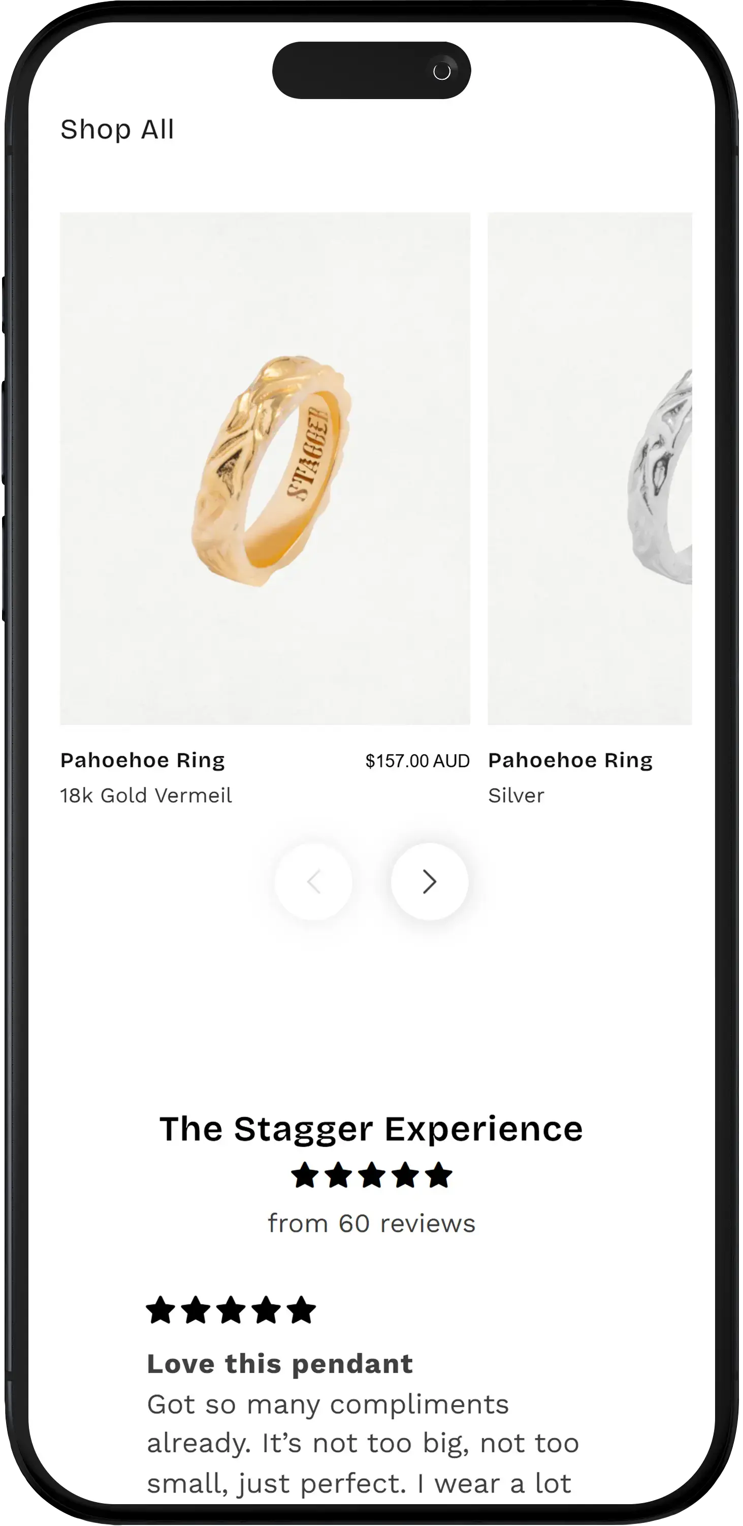 Stagger Homepage Mobile View