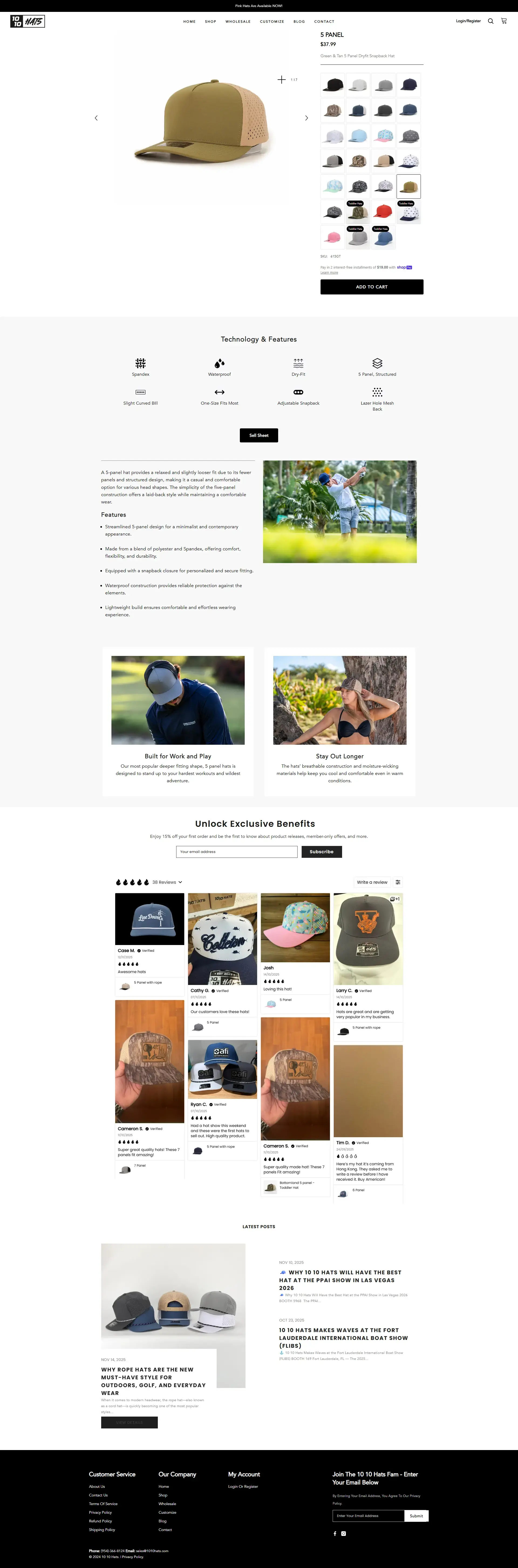 1010 Hats Product Page Desktop