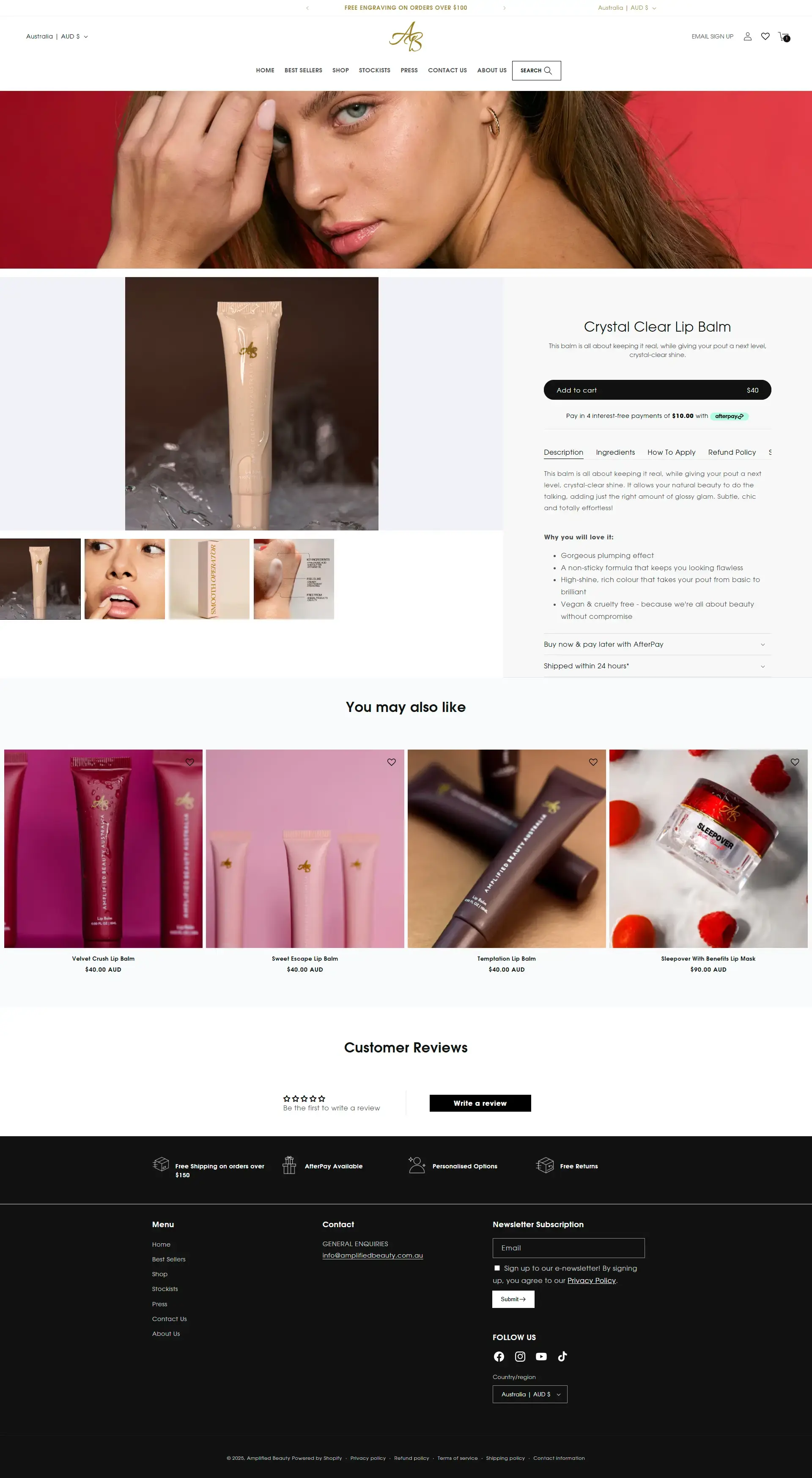 Amplified Beauty Product Page Mobile View