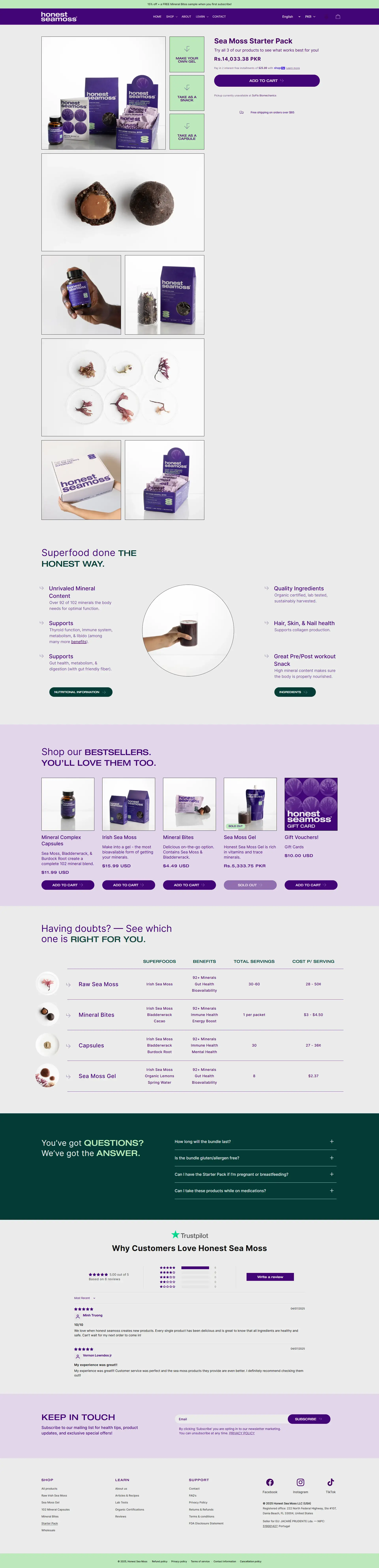 Honest Sea Moss Product Page - Desktop