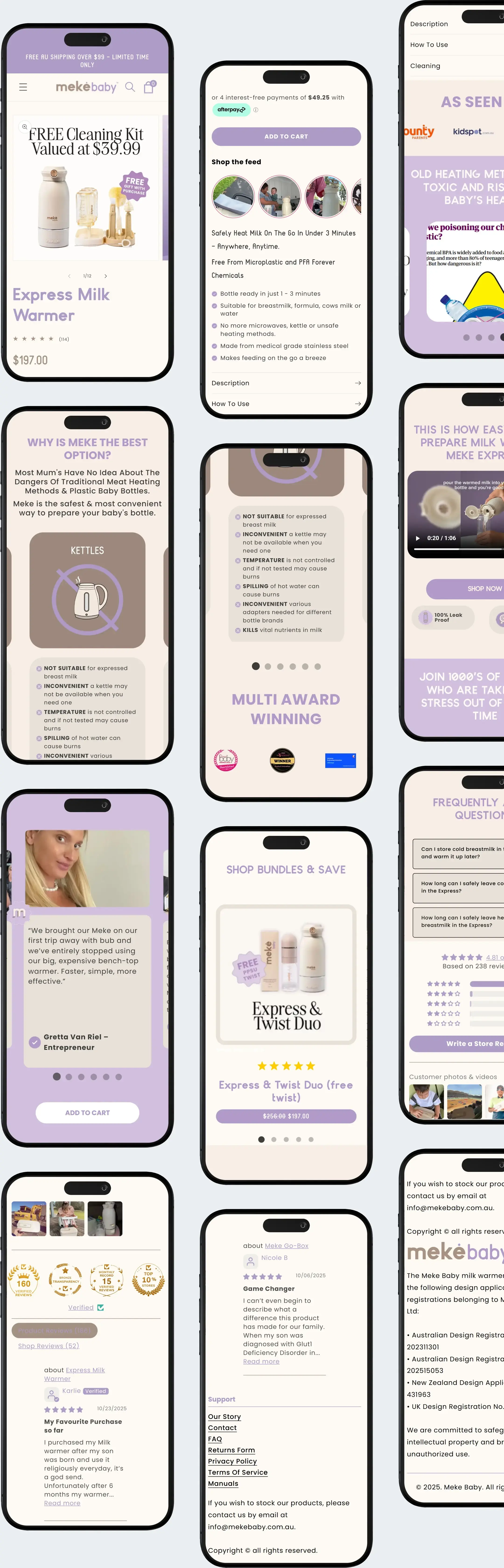 Meke Baby Product Page Complete View