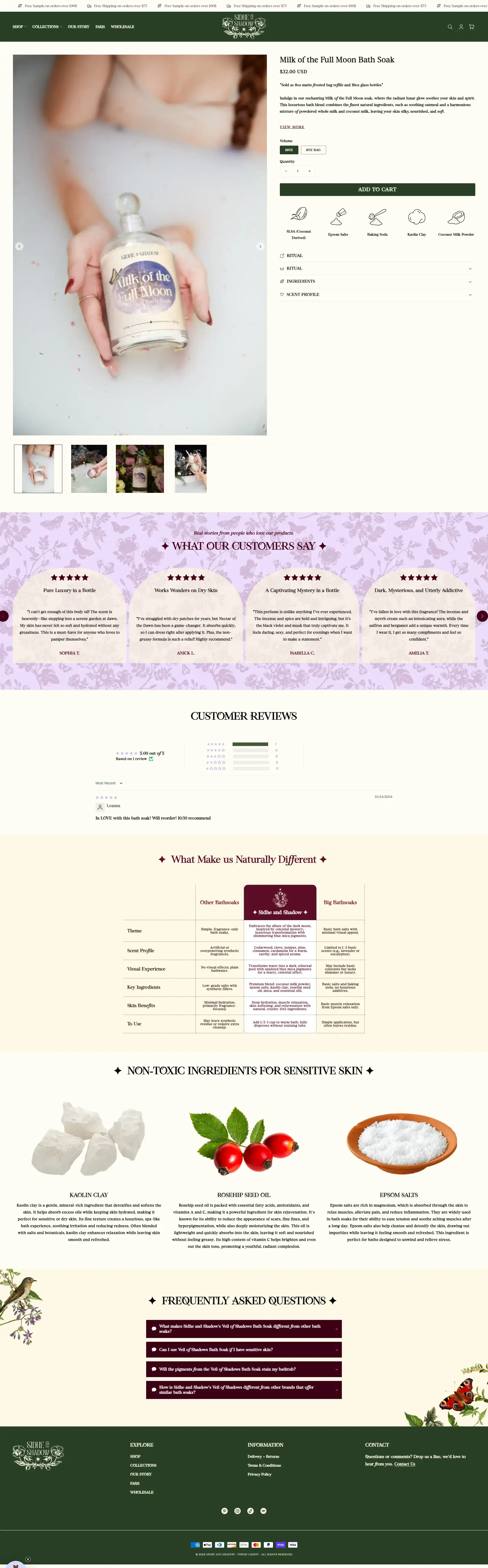 Sidhe & Shadow Product Page Complete View