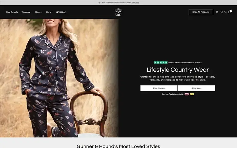 Gunner & Hounds Shopify Website Cover